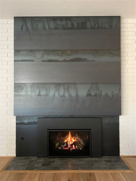 fireplace sheet metal|modern stainless steel fireplace surround.